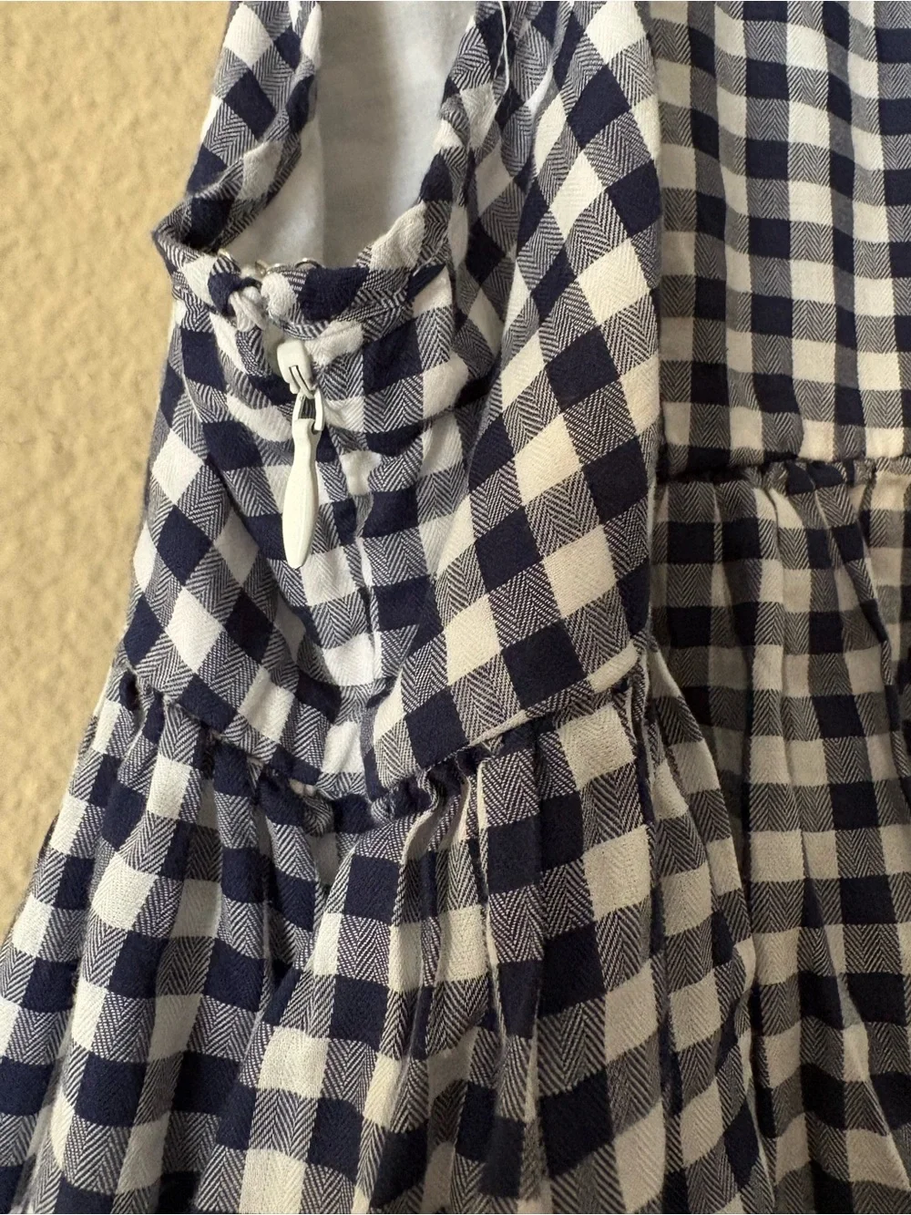 Ralph Lauren Girls Gingham Maxi Dress Size 16 XL Navy White 100% Cotton